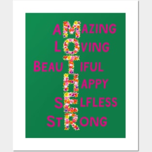 Amazing Loving Strong Happy Selfless Graceful Mothers day Gift Posters and Art